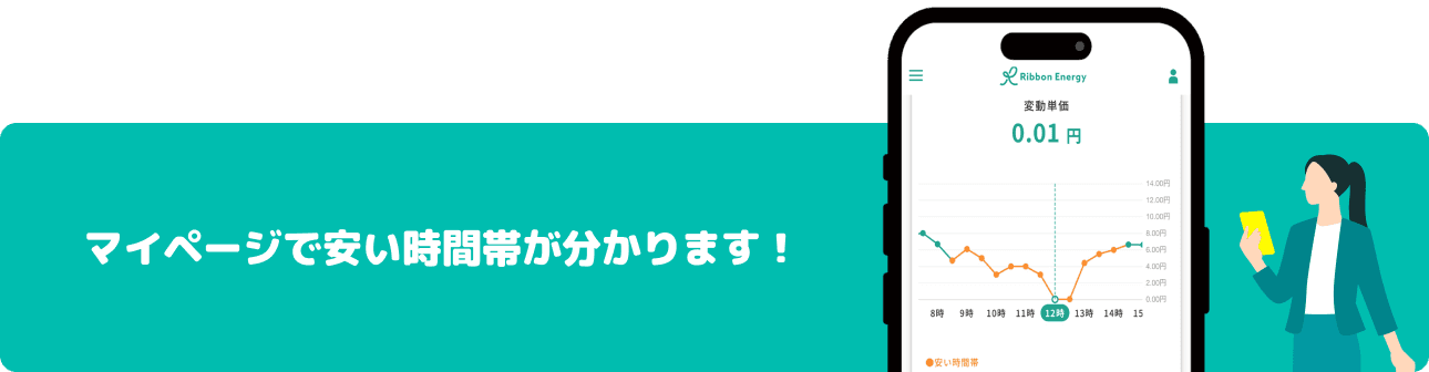 マイページで安い時間帯が分かります！