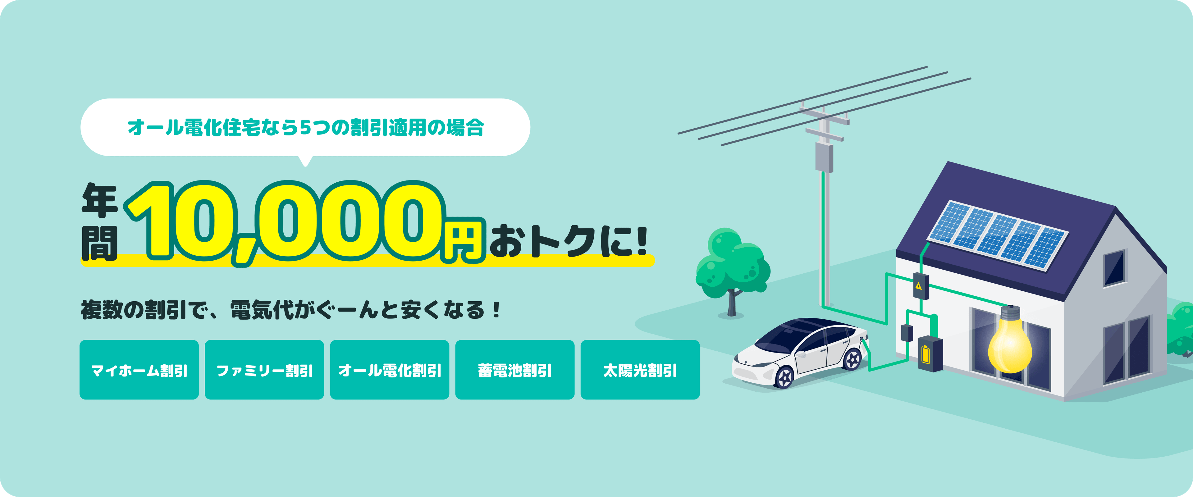 6ヶ月間ずっと電気代が割引！